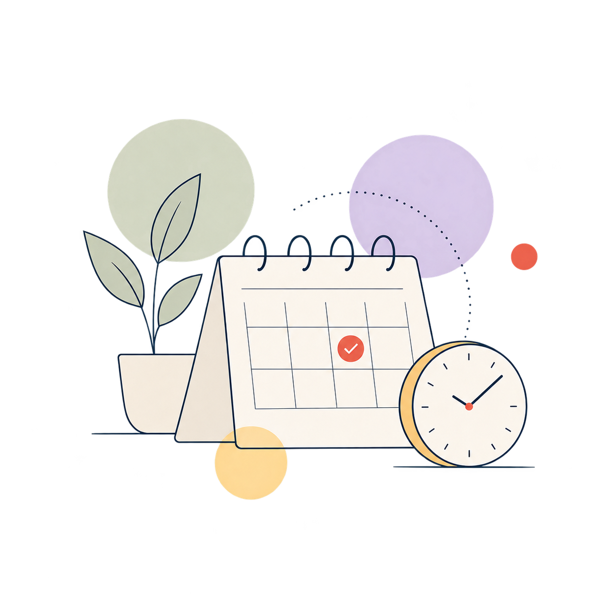 Illustration of a calendar and clock