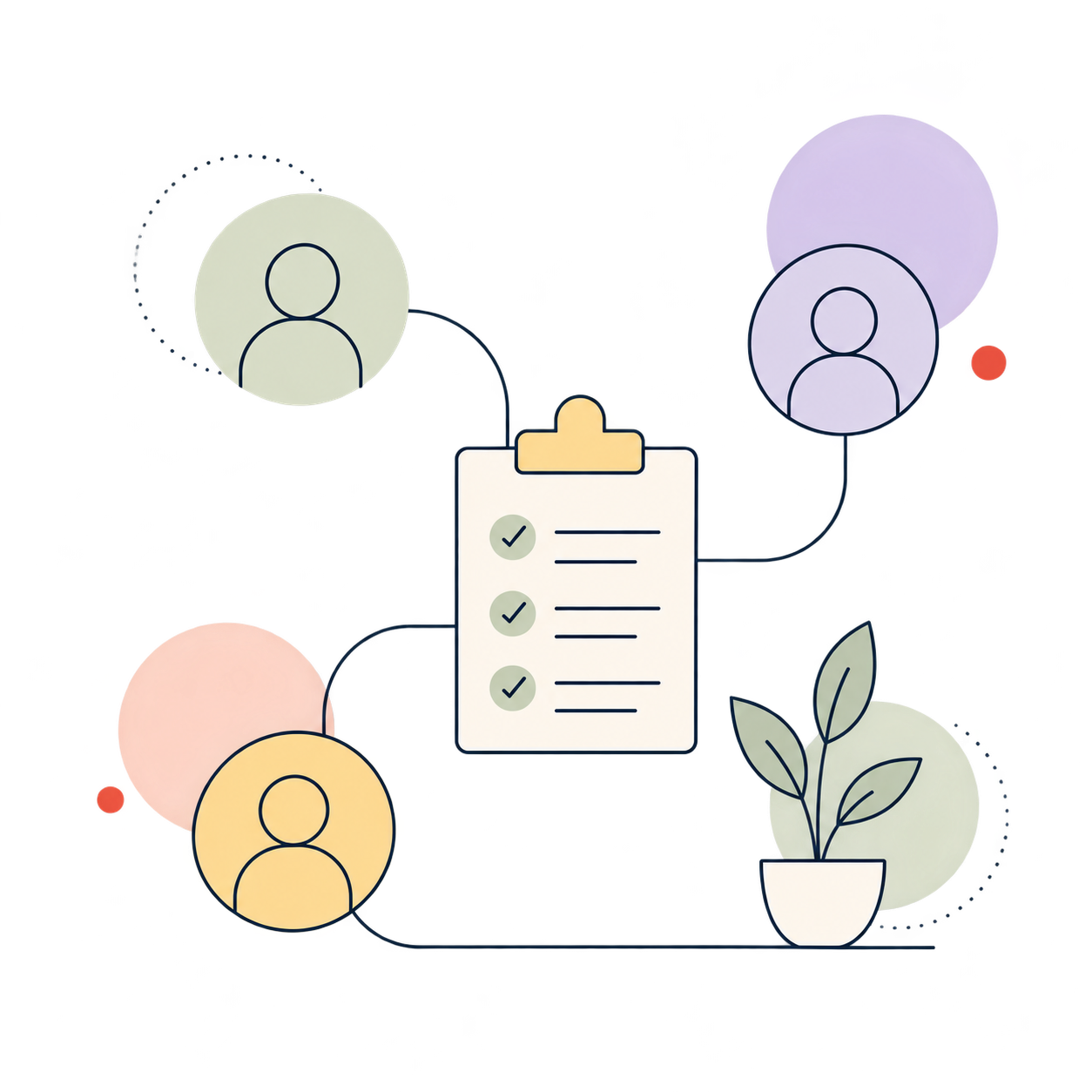 Illustration of people working through a checklist